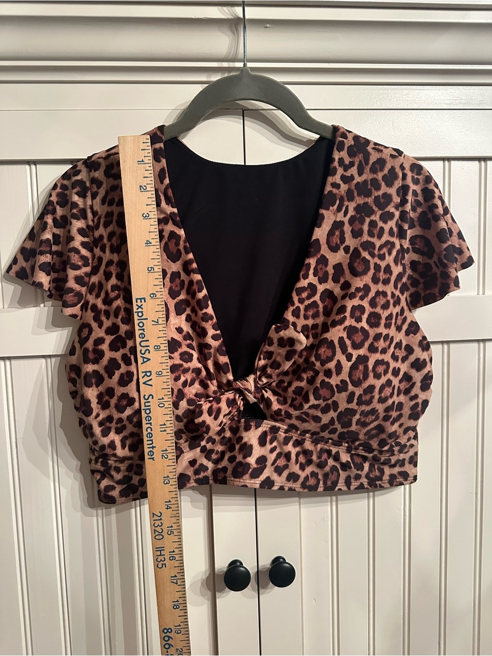 Torrid Leopard Print Tie-Front Crop Top Swim Size 0 L / 12 - Picture 4 of 7